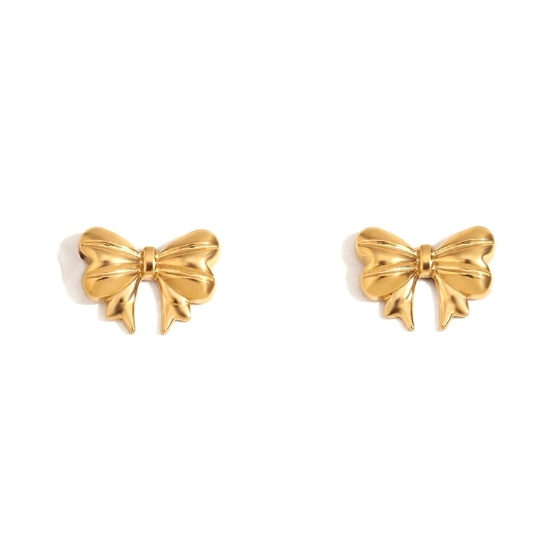 Elegant Gold Bow Earrings