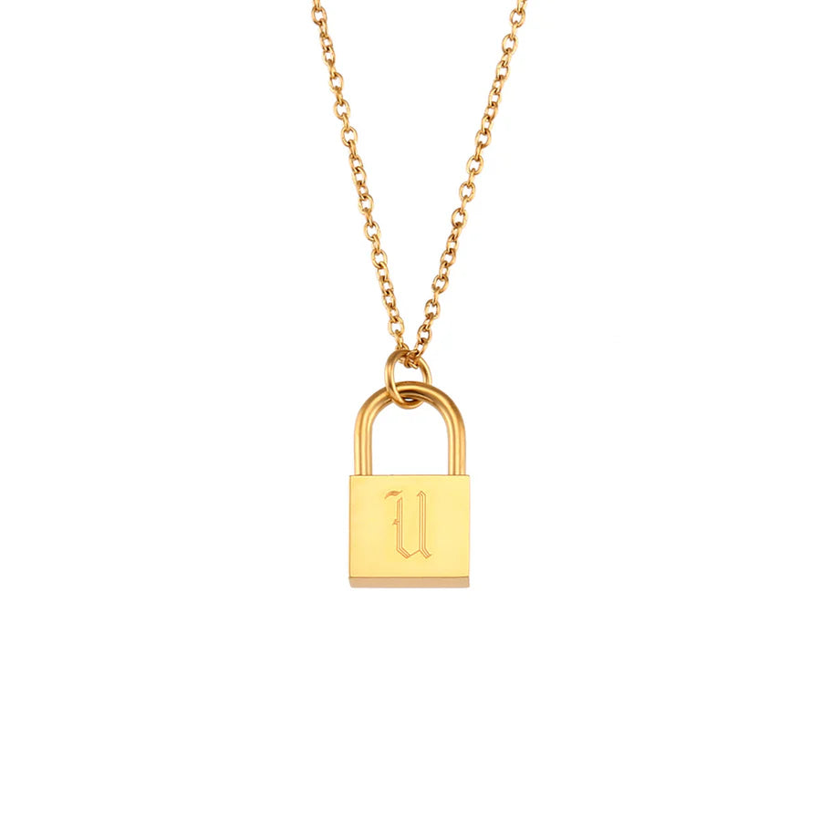 Dainty Initial Lock Necklace