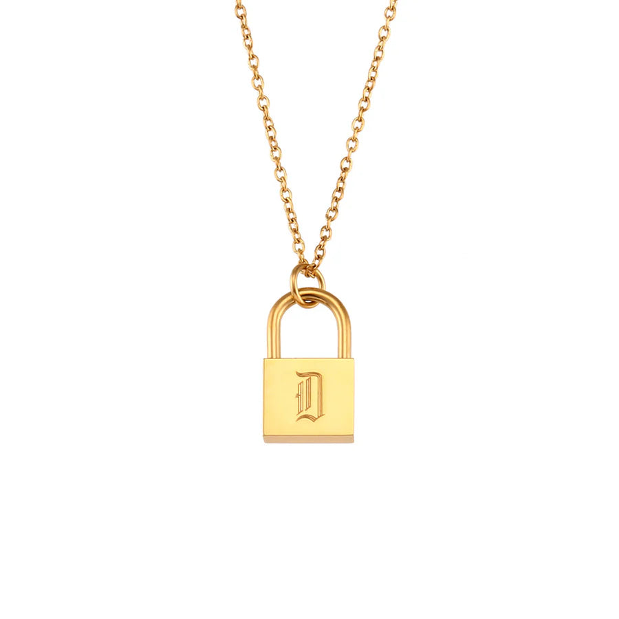 Dainty Initial Lock Necklace