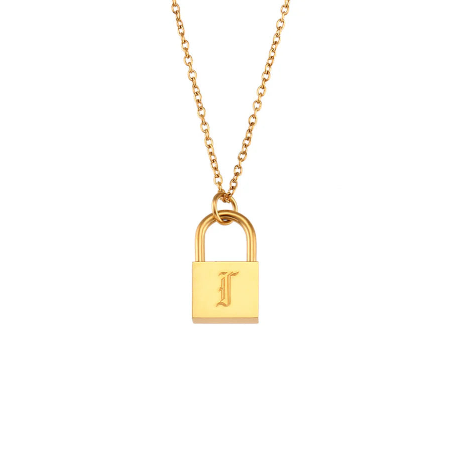 Dainty Initial Lock Necklace