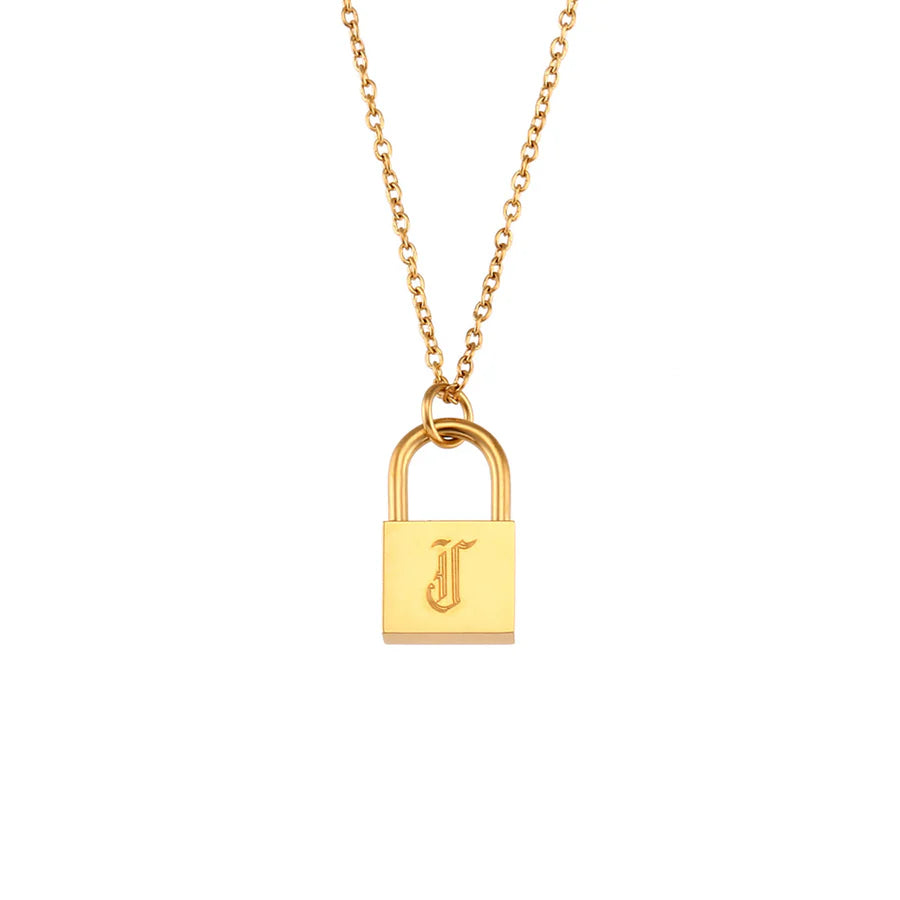 Dainty Initial Lock Necklace