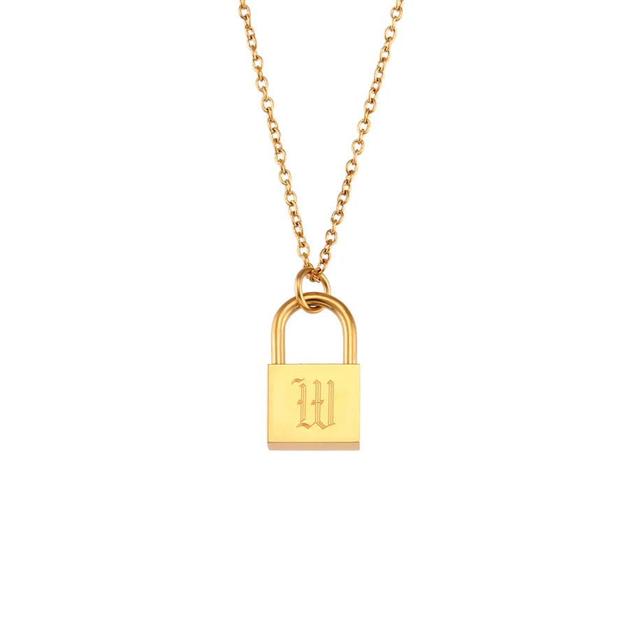 Dainty Initial Lock Necklace