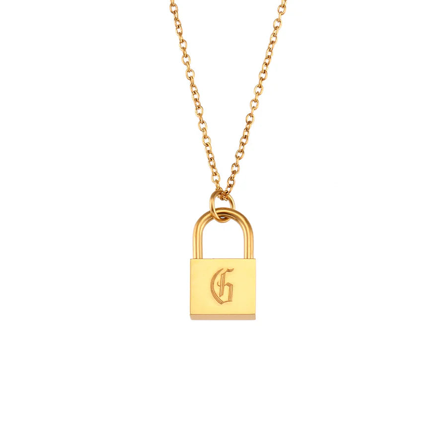 Dainty Initial Lock Necklace