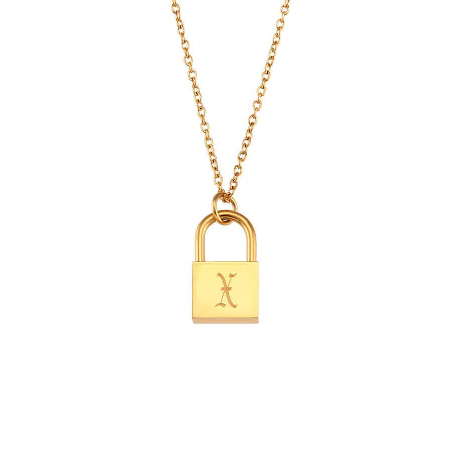 Dainty Initial Lock Necklace