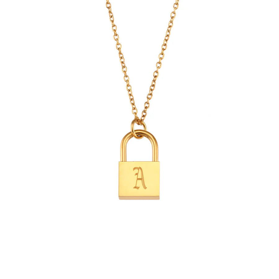 Dainty Initial Lock Necklace